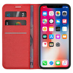 Leather Wallet Case & Card Holder Pouch for Apple iPhone X / Xs - Red